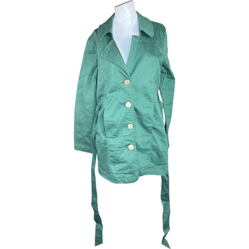 DG2 Diane Gilman Green Trench Jacket XS NWT Belted Cotton Blend 30th Anniversary